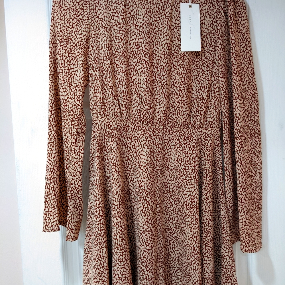 Leopard print wine/blush cinch waist dress